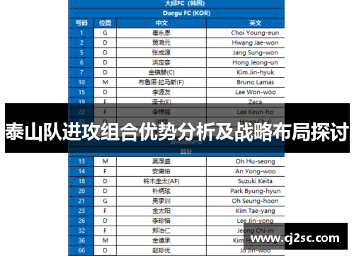 泰山队进攻组合优势分析及战略布局探讨